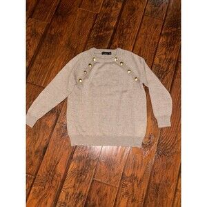 NY&Co Women's Button-Detail Crewneck Sweater Sz L